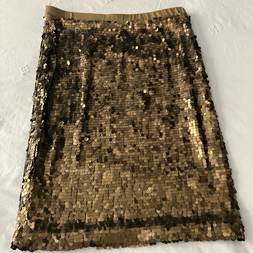 New York & Company Pencil Skirt Gold Sequins Shiny Stretch
